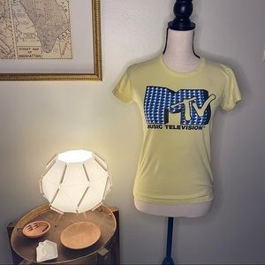 MTV Yellow Logo T-Shirt Top Size Medium